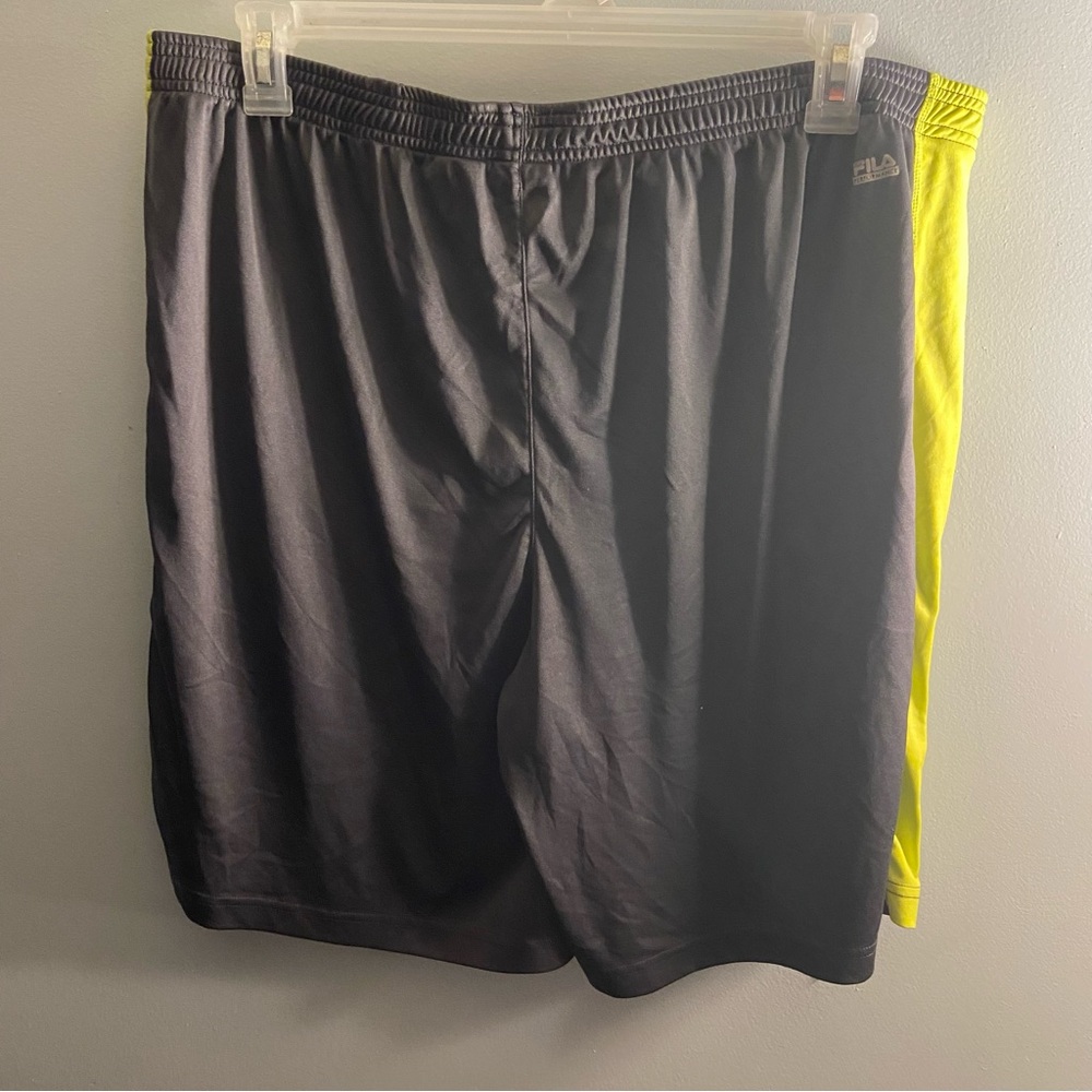 Fila Sport Men’s XXL Athletic Shorts – Black/Gray with Neon Yellow Trim